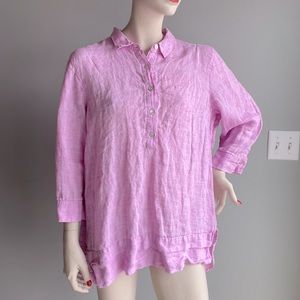 J Jill Linen Shirt Size Large Pink